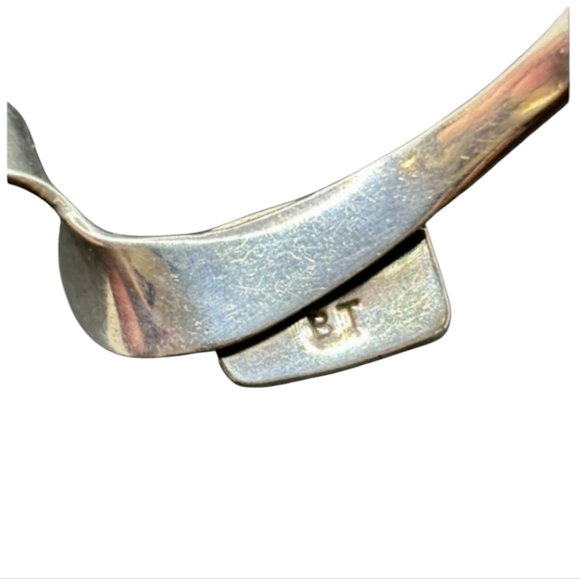 Vintage Signed Sterling BT Brugh Tsosie Navajo Black Onyx Wavy Cuff Bracelet - Picture 3 of 9